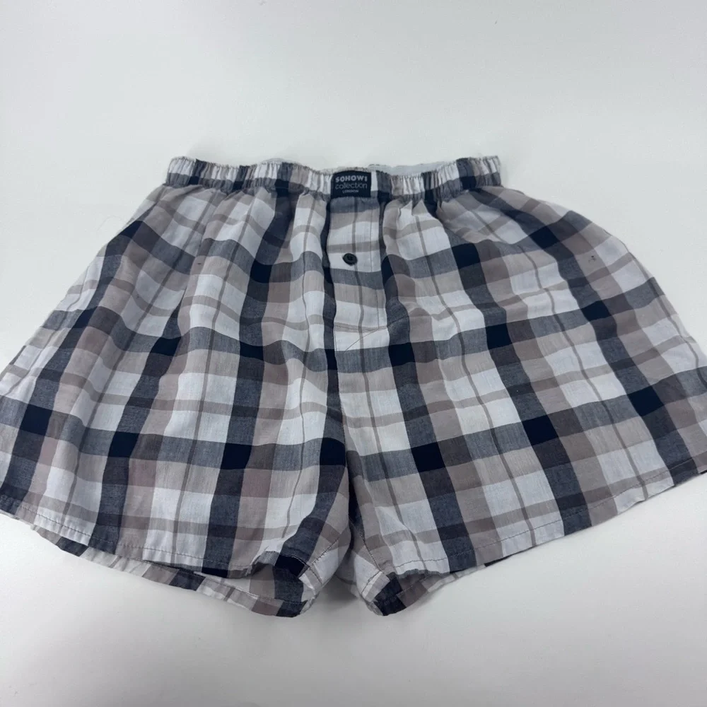 Sohow1 Plaid Boxers - Black, Gray, Brown